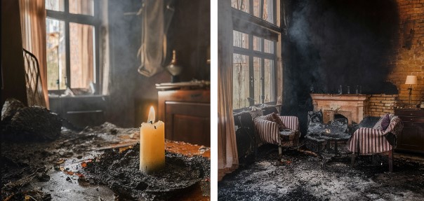 Candle Fire Damage Cleanup in Mission Hills, CA